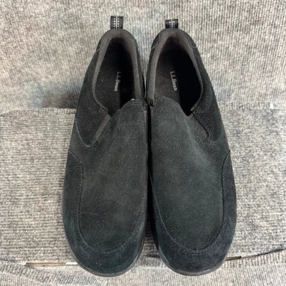 LL Bean Comfort Mocs Black Suede Slip On Walking Shoes Mens 10